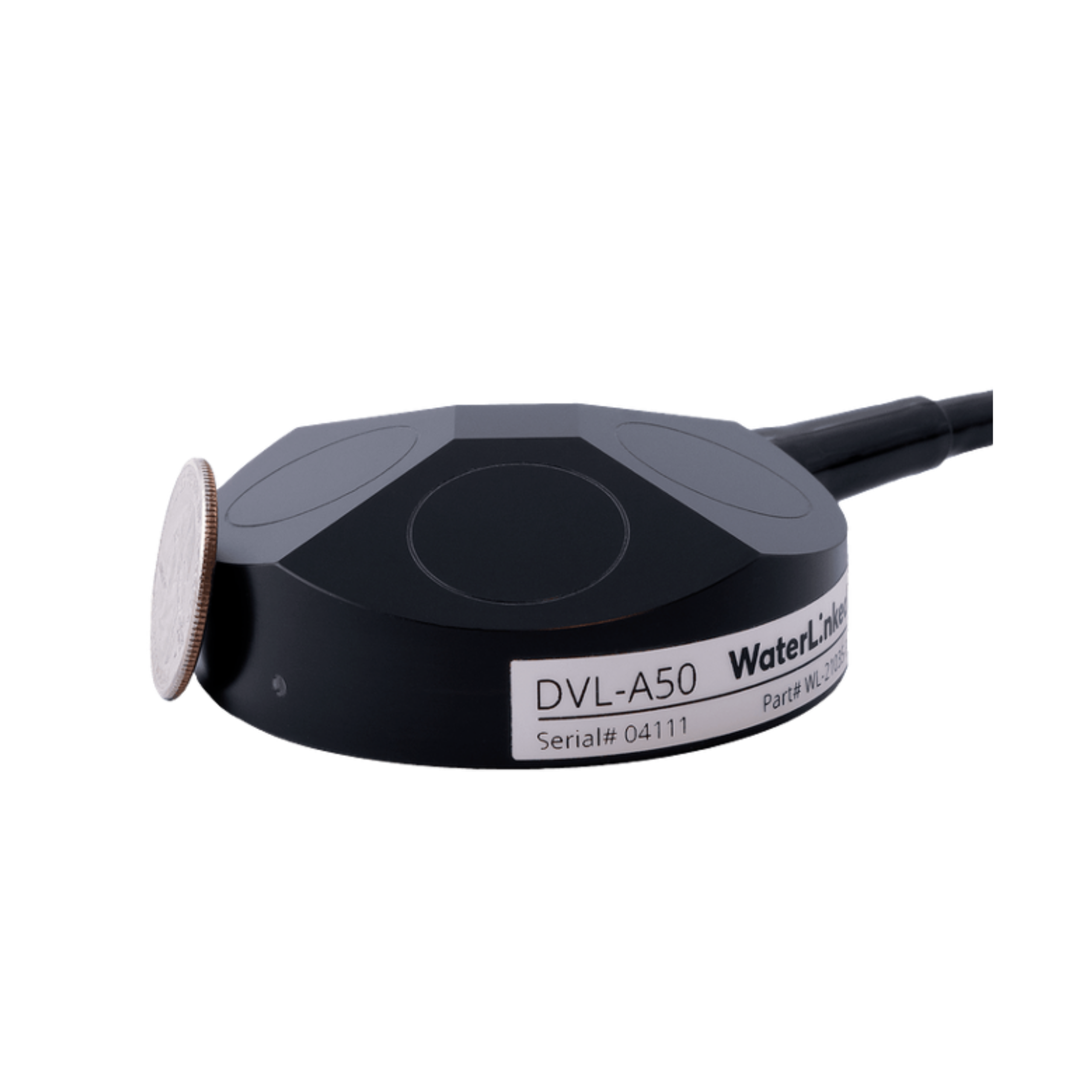 Waterlinked DVL-A50 a doppler velocity log made specifically for vehicles like the SRV-8 ROV by Oceanbotics.