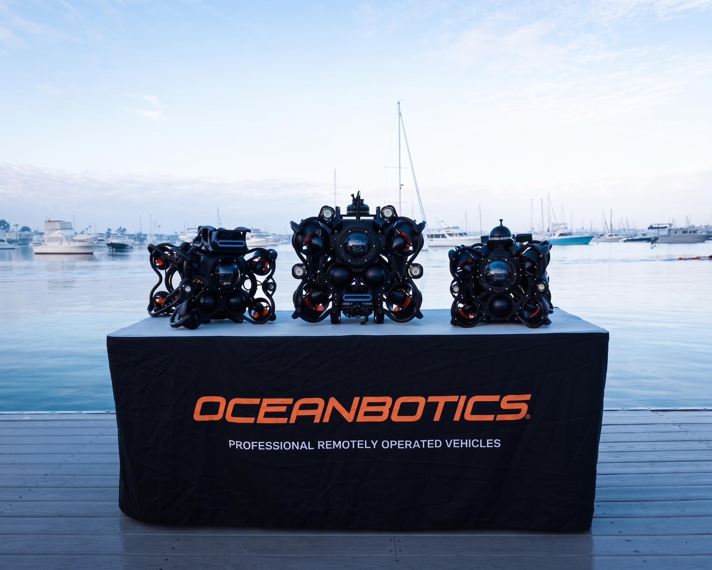 Oceanbotics-SRV-8-Series-Irvine The Oceanbotics SRV-8 series ROVs in order left to right: SRV-8, SRV-8X, and SRV-8C.